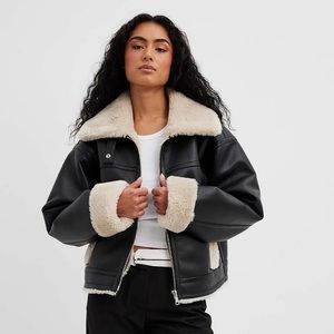 NAKD Sherpa Faux Leather Jacket